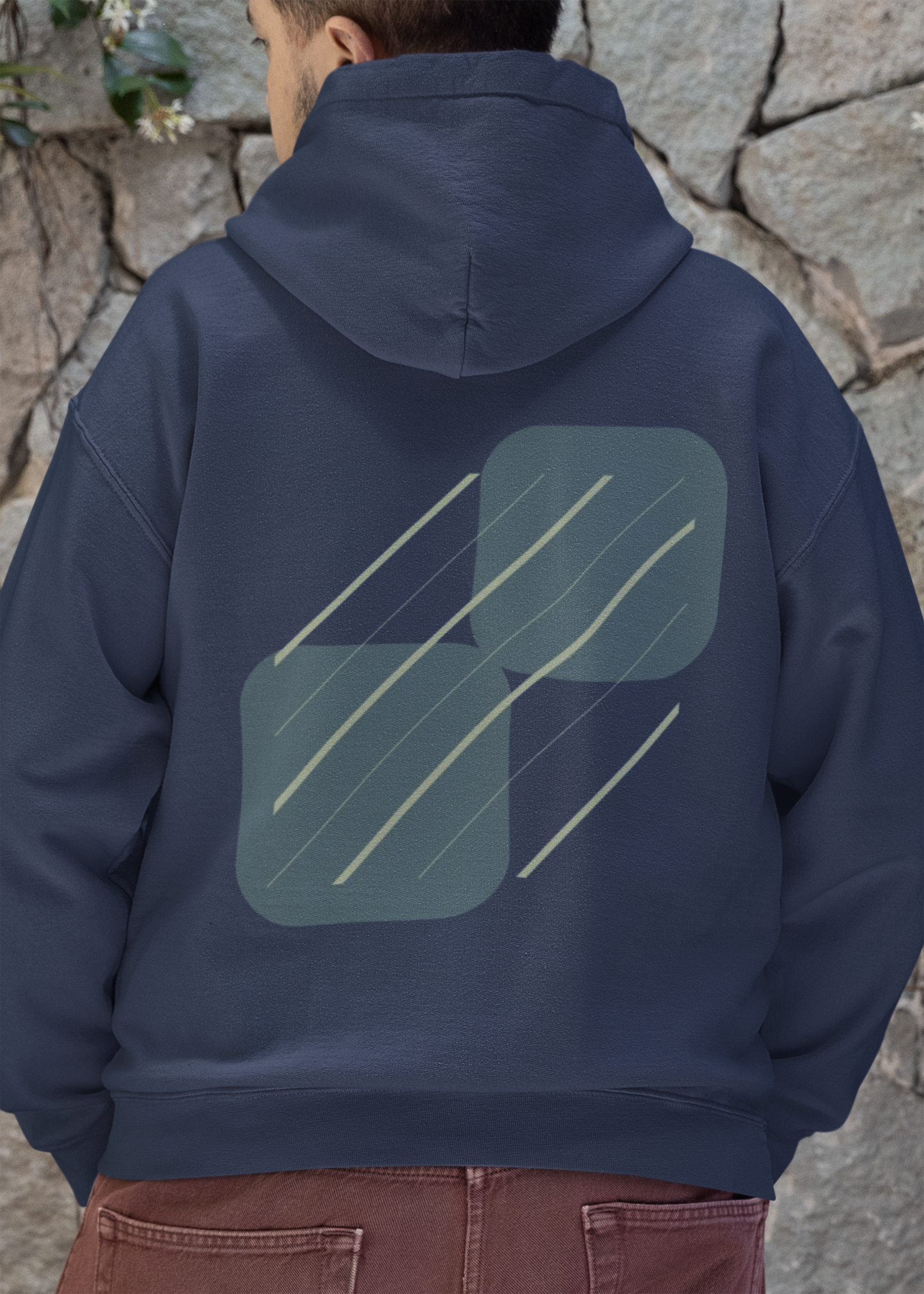NAVY BLUE PRINTED | Pullover Hoodie : noice&toit