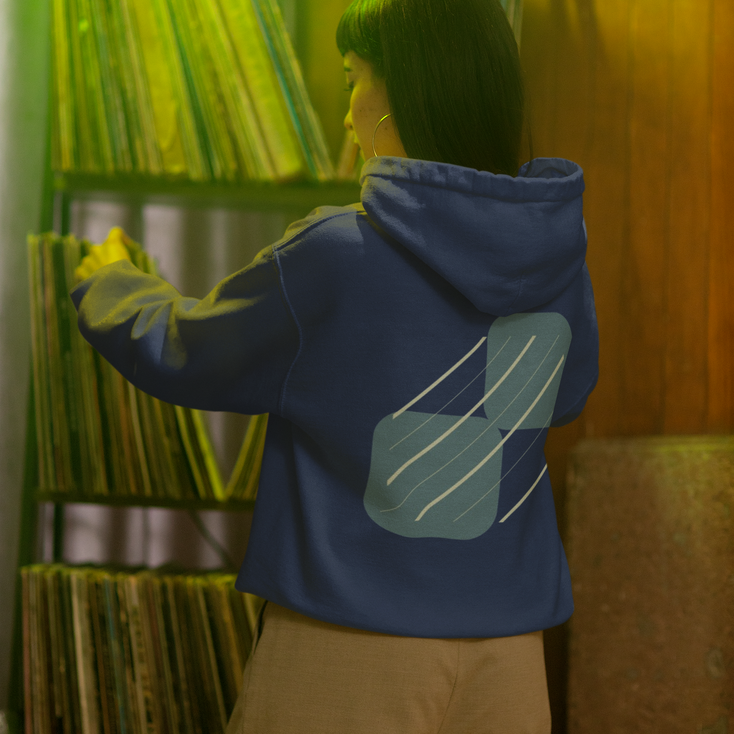 NAVY BLUE PRINTED | Pullover Hoodie : noice&toit