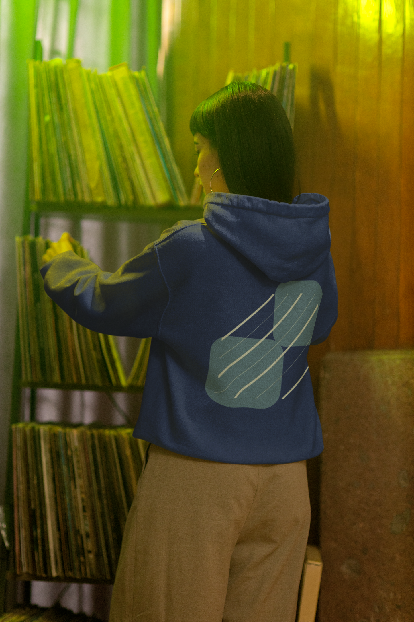 NAVY BLUE PRINTED | Pullover Hoodie : noice&toit